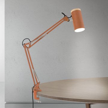 Επιτραπέζιο φωτιστικό με σφιγκτήρα GILI 1xE27/40W/230V σε χρώμα τούβλου