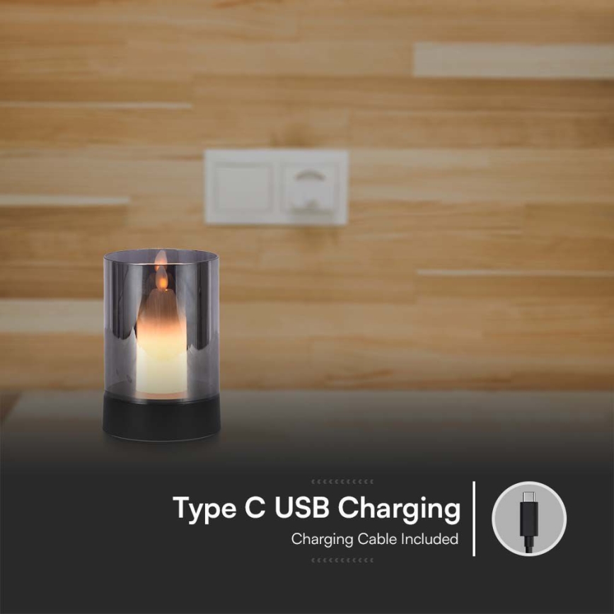 LED Dimmable επιτραπέζιο επαναφορτιζόμενο φωτιστικό LED/2W/5V 3000K 2400 mAh μαύρο