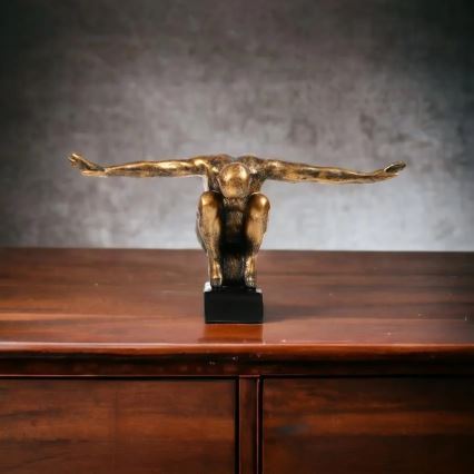 Επιτραπέζιο διακοσμητικό 25x41x20 εκ. ρητίνη/χρυσαφένια πατίνα