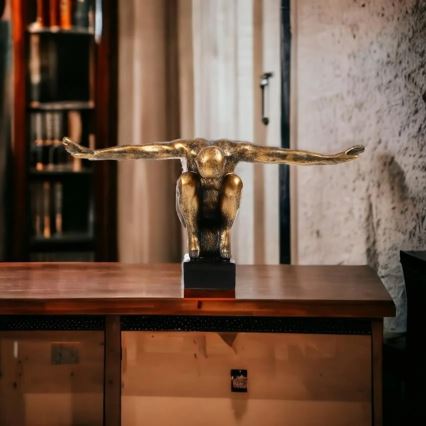 Επιτραπέζιο διακοσμητικό 25x41x20 εκ. ρητίνη/χρυσαφένια πατίνα