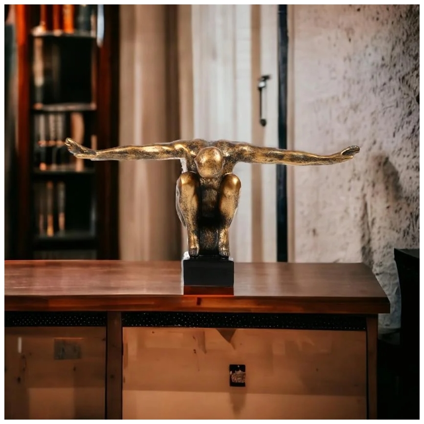 Επιτραπέζιο διακοσμητικό 25x41x20 εκ. ρητίνη/χρυσαφένια πατίνα