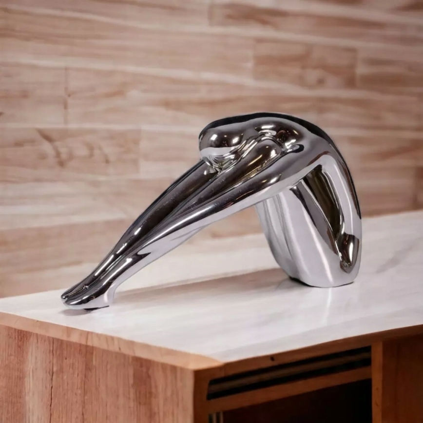 Επιτραπέζιο διακοσμητικό 31x21x17 cm από ρητίνη με γυαλιστερό φινίρισμα χρωμίου