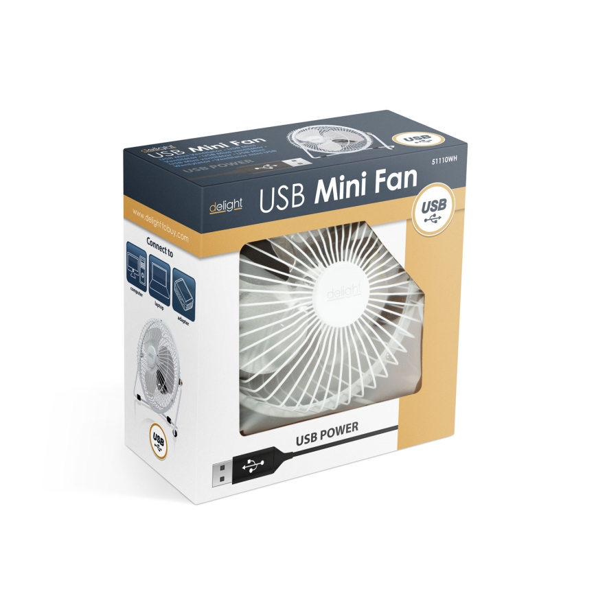 Επιτραπέζιος ανεμιστήρας 1,75W/5V USB, διάμετρος 18 cm, λευκός