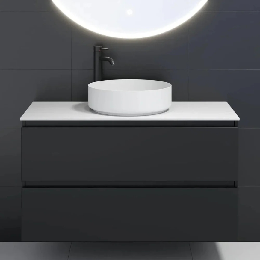 Επιτραπέζιος νιπτήρας LJORDAL, Ø 40 cm, ατσάλι/λευκό