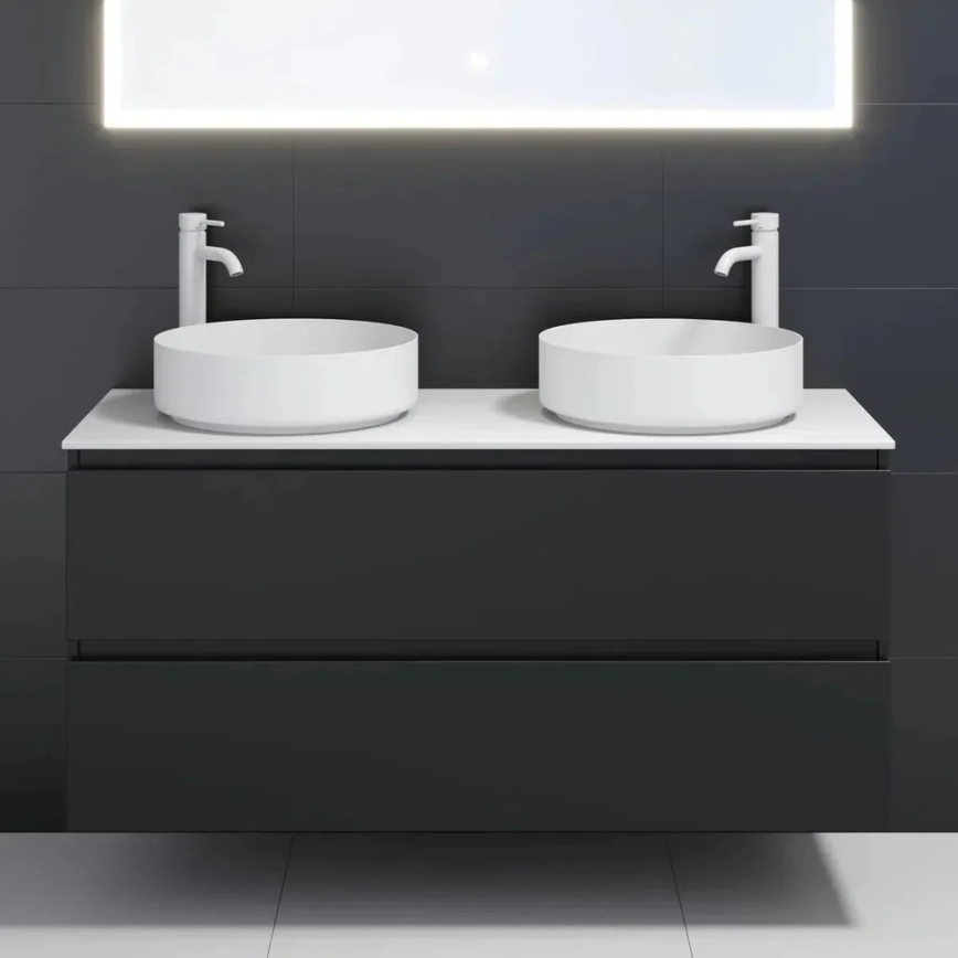 Επιτραπέζιος νιπτήρας LJORDAL, Ø 40 cm, ατσάλι/λευκό