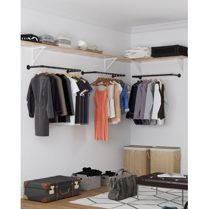 Επιτοίχια κρεμάστρα για κρεμάστρες ρούχων LINEA μαύρη