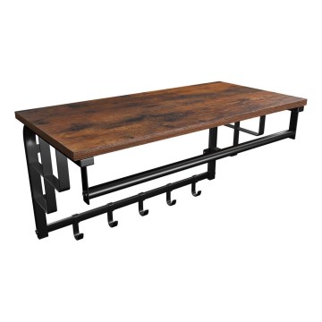 Επιτοίχια κρεμάστρα με ράφι NATE καφέ/μαύρο