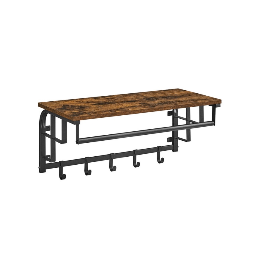 Επιτοίχια κρεμάστρα με ράφι NATE καφέ/μαύρο