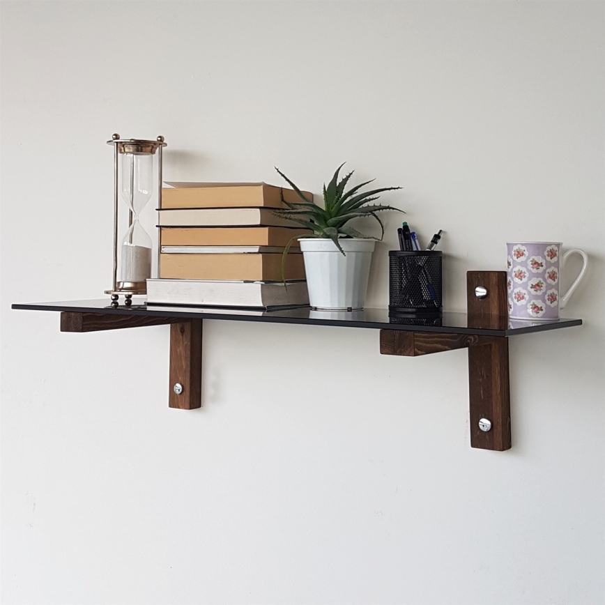 Ράφι τοίχου 85x25 εκ. πεύκο/μαύρο