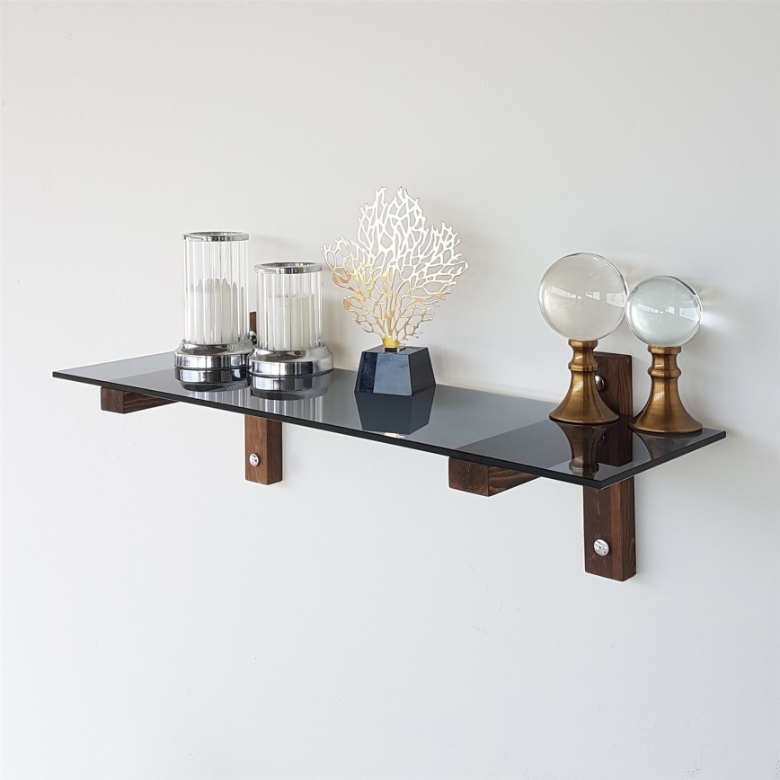 Ράφι τοίχου 85x25 εκ. πεύκο/μαύρο