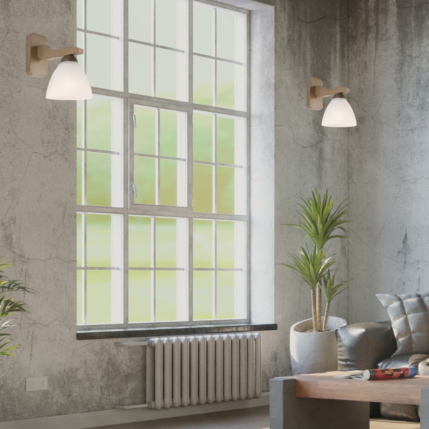 Επιτοίχιο φωτιστικό ADRIANO 1xE27/60W/230V οξιά