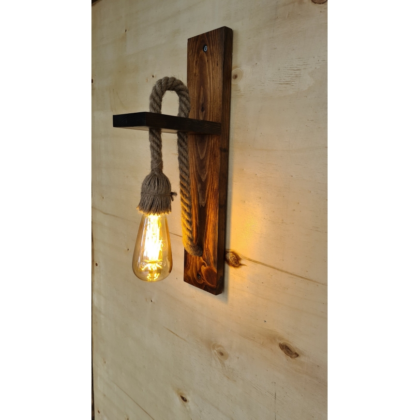 Επιτοίχιο φωτιστικό AHSAP 1xE27/40W/230V — φινίρισμα σε πεύκο και καρυδιά