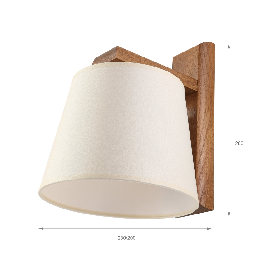 Επιτοίχιο φωτιστικό AIDA 1xE27/15W/230V, δρυς/εκρού χρώματος
