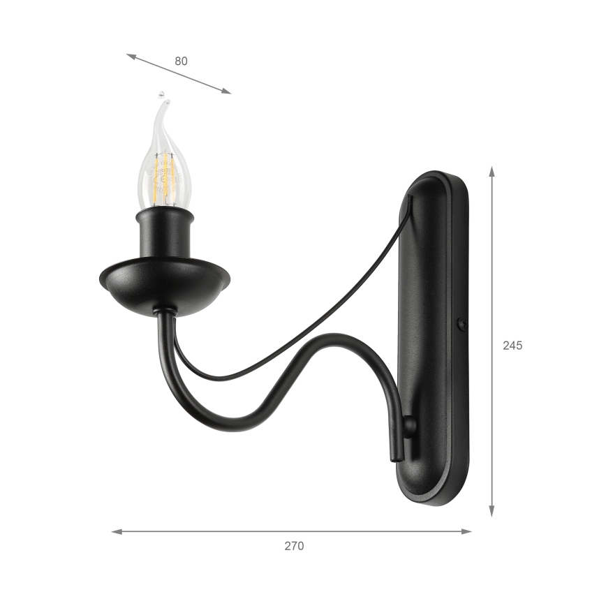 Επιτοίχιο φωτιστικό ANTON 1xE14/60W/230V μαύρο