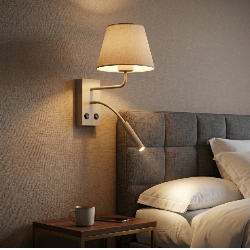 Επιτοίχιο φωτιστικό ARDEN 1xE27/15W/230V + 1xG9/8W μπεζ