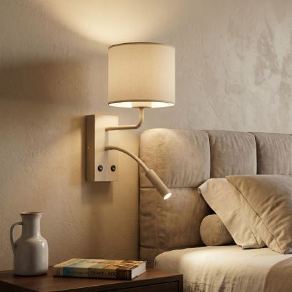 Επιτοίχιο φωτιστικό ARDEN, 1xE27/15W/230V + 1xG9/8W, μπεζ