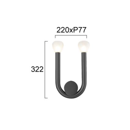 Επιτοίχιο φωτιστικό DELORI 2xG9/28W/230V μαύρο