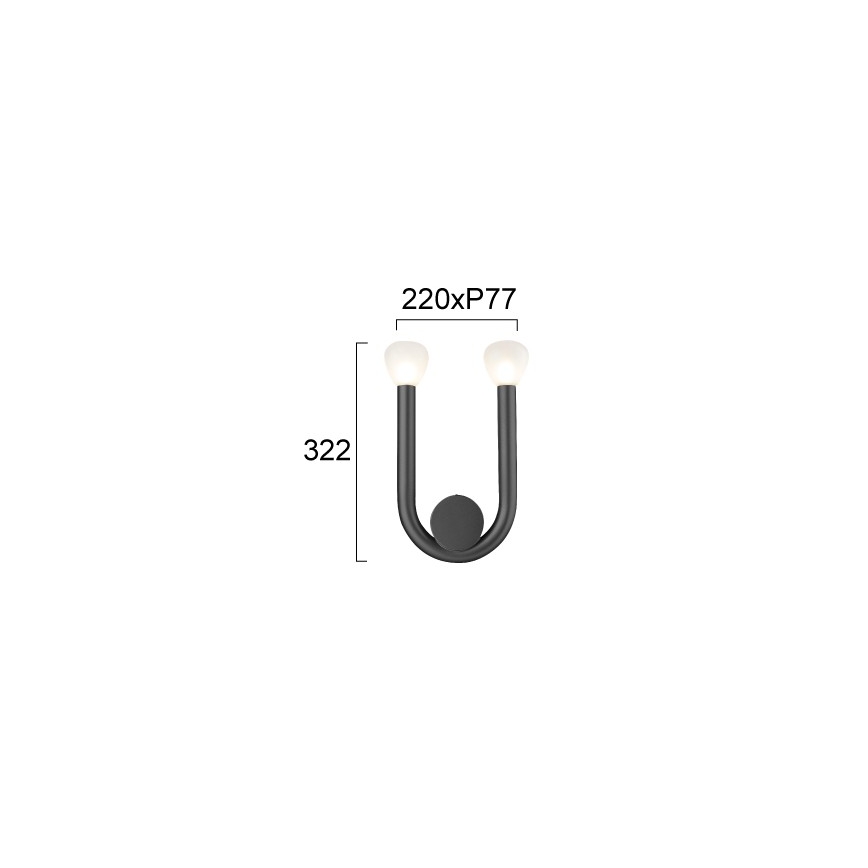 Επιτοίχιο φωτιστικό DELORI 2xG9/28W/230V μαύρο