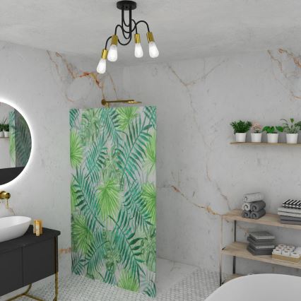 Επιτοίχιο φωτιστικό DOW 4xE27/60W/230V μαύρο/χρυσό