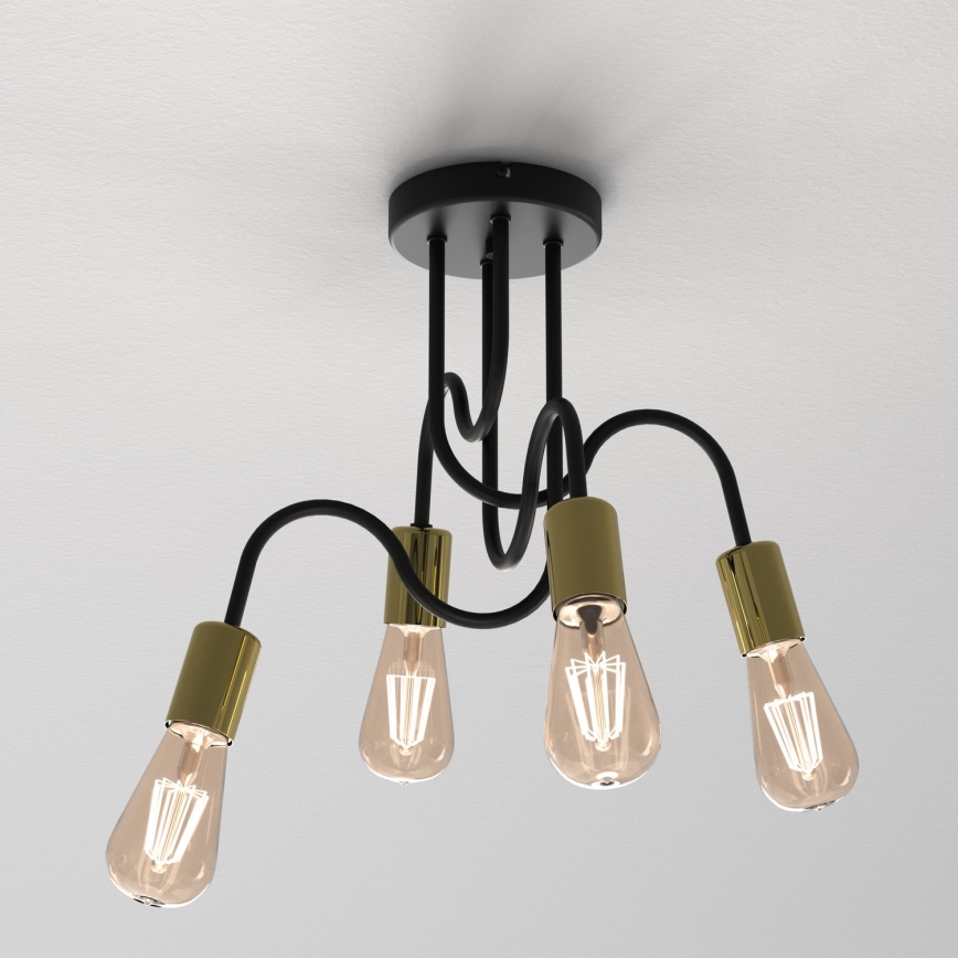 Επιτοίχιο φωτιστικό DOW 4xE27/60W/230V μαύρο/χρυσό