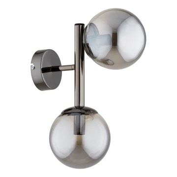 Επιτοίχιο φωτιστικό ERAL 2xE14/10W/230V γυαλιστερό χρώμιο/μαύρο/καπνιστό