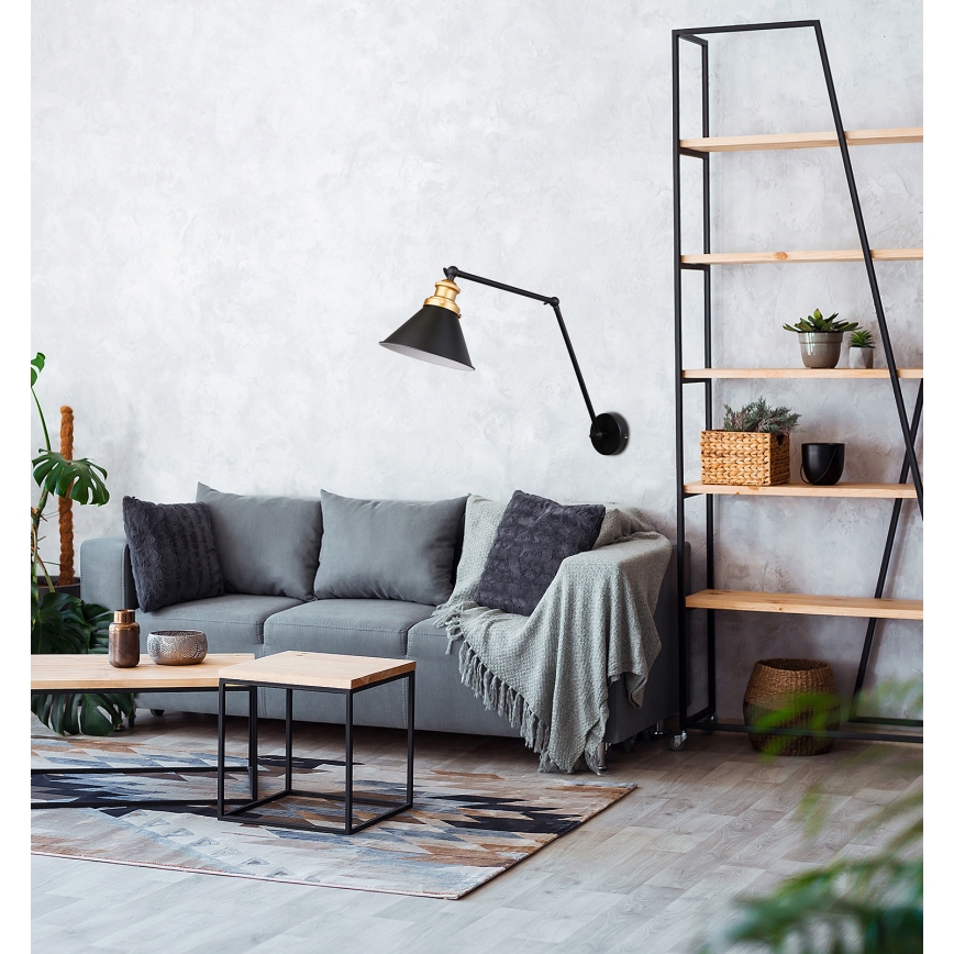 Επιτοίχιο φωτιστικό FUNDO 1xE27/40W/230V μαύρο/χρυσό