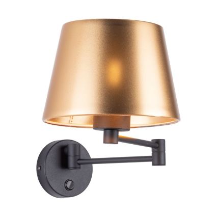 Επιτοίχιο φωτιστικό GLORY 1xE27/15W/230V χρυσό/μαύρο