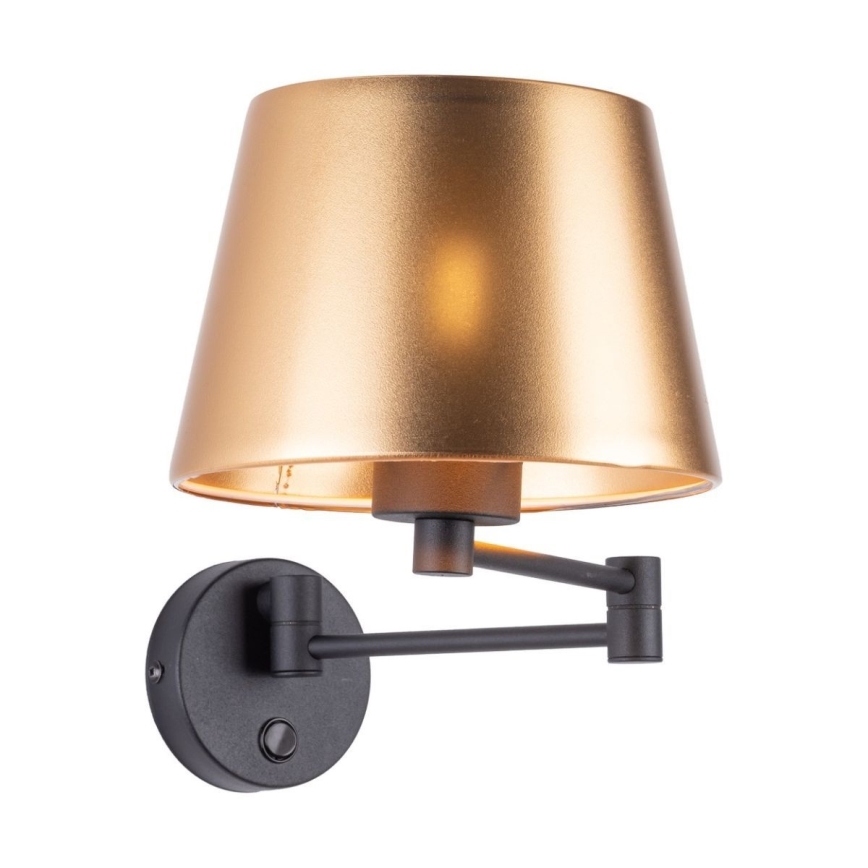 Επιτοίχιο φωτιστικό GLORY 1xE27/15W/230V χρυσό/μαύρο
