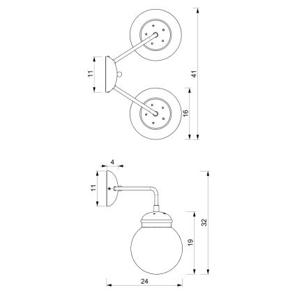 Επιτοίχιο φωτιστικό HYDRO 2 2xE14/15W/230V