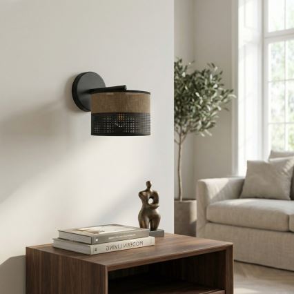 Επιτοίχιο φωτιστικό KARBON 1xE27/15W/230V μαύρο/καφέ