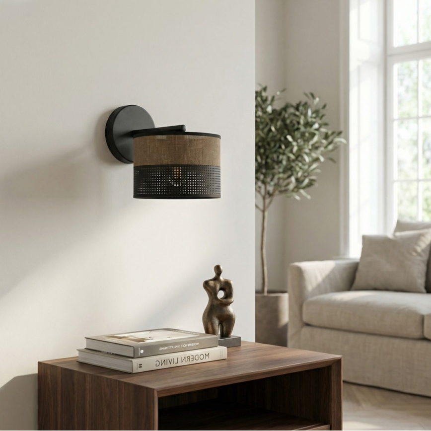 Επιτοίχιο φωτιστικό KARBON 1xE27/15W/230V μαύρο/καφέ