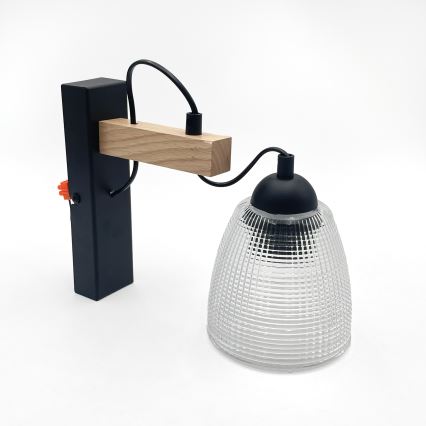 Επιτοίχιο φωτιστικό LEANDRA 1xE27/15W/230V δρυς/μαύρο