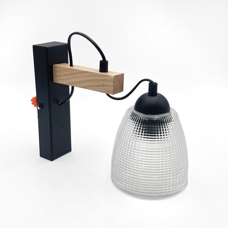 Επιτοίχιο φωτιστικό LEANDRA 1xE27/15W/230V δρυς/μαύρο