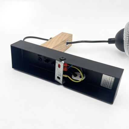 Επιτοίχιο φωτιστικό LEANDRA 1xE27/15W/230V δρυς/μαύρο