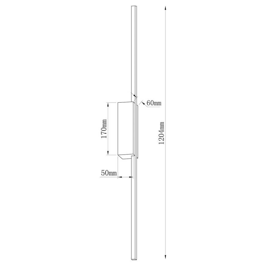 Επιτοίχιο φωτιστικό LED AISHA, 20W/230V, 4000K, 120 cm, μαύρο