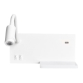 Επιτοίχιο φωτιστικό LED SHELF LED/4W+LED/5W+LED/2W/230V + θύρα USB λευκό