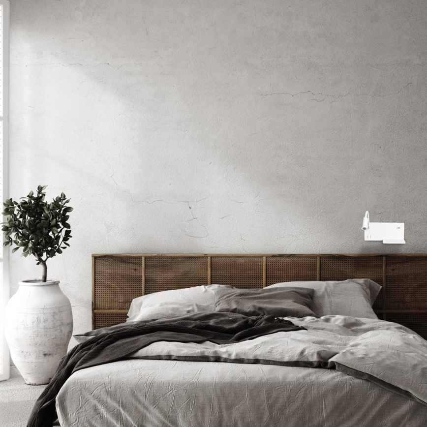 Επιτοίχιο φωτιστικό LED SHELF LED/4W+LED/5W+LED/2W/230V + θύρα USB λευκό