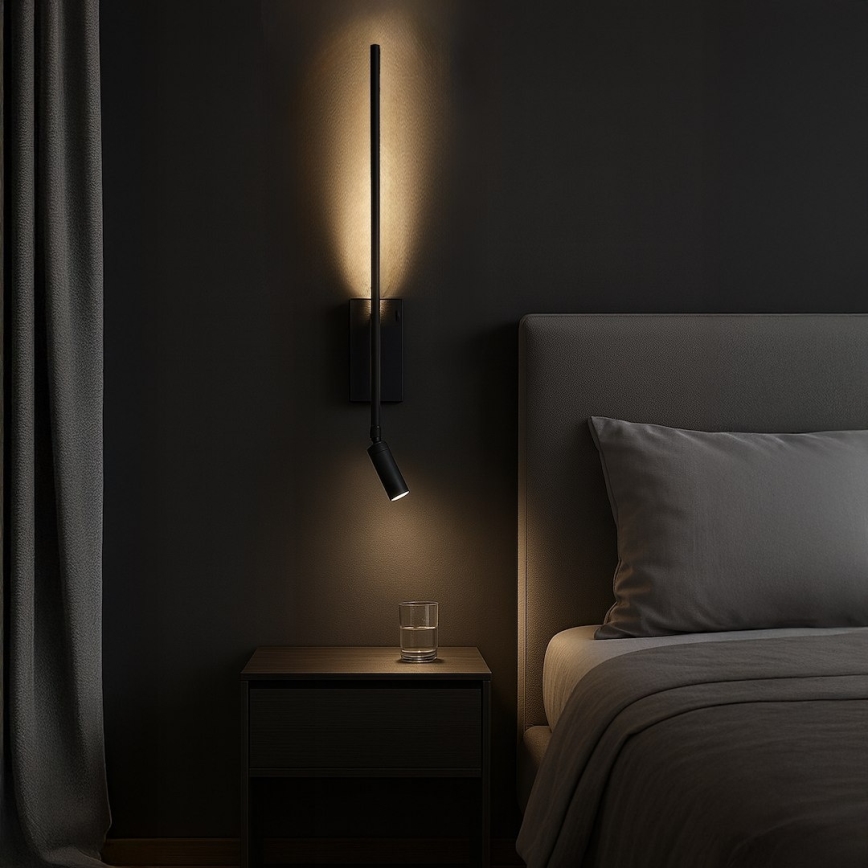 Επιτοίχιο φωτιστικό LED TORCH LED/6W/230V + LED/3W μαύρο