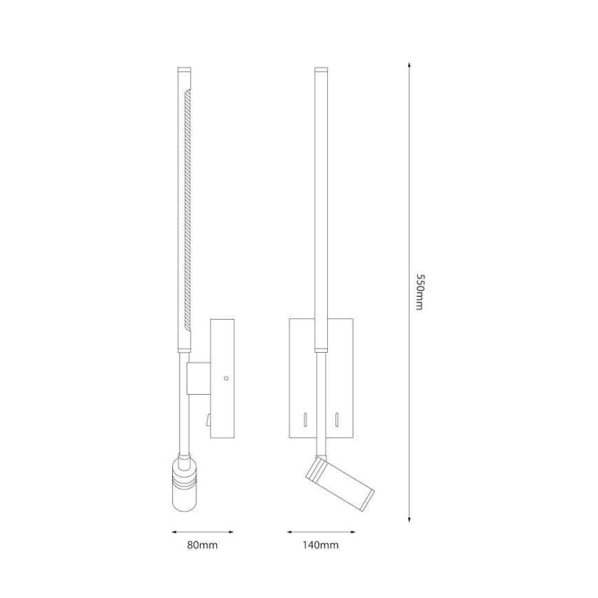 Επιτοίχιο φωτιστικό LED TORCH LED/6W/230V + LED/3W μαύρο