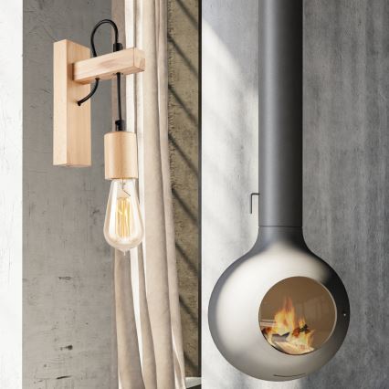 Επιτοίχιο φωτιστικό LEON 1xE27/60W/230V οξιά