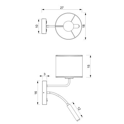 Επιτοίχιο φωτιστικό LOFT SHADE 1xE27/60W+1xG9/8W/230V μαύρο