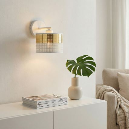 Επιτοίχιο φωτιστικό LUX 1xE27/15W/230V λευκό/χρυσό