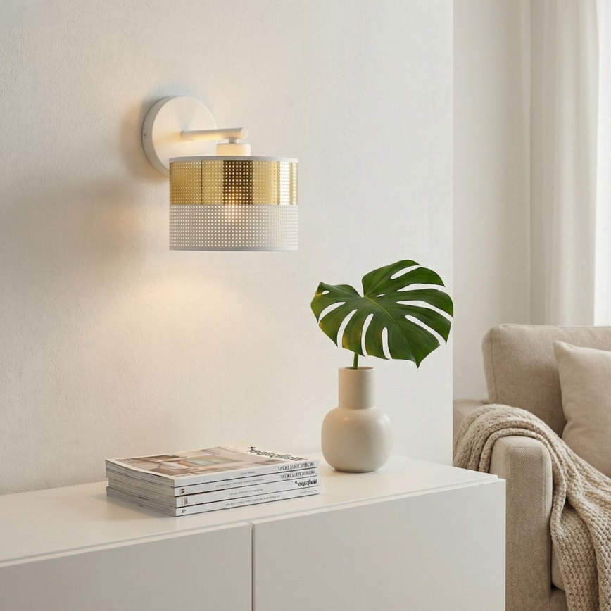 Επιτοίχιο φωτιστικό LUX 1xE27/15W/230V λευκό/χρυσό