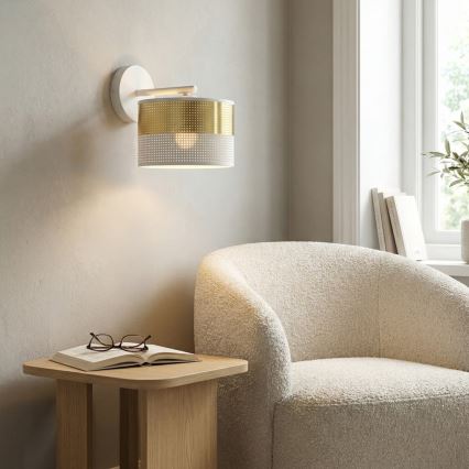 Επιτοίχιο φωτιστικό LUX 1xE27/15W/230V λευκό/χρυσό