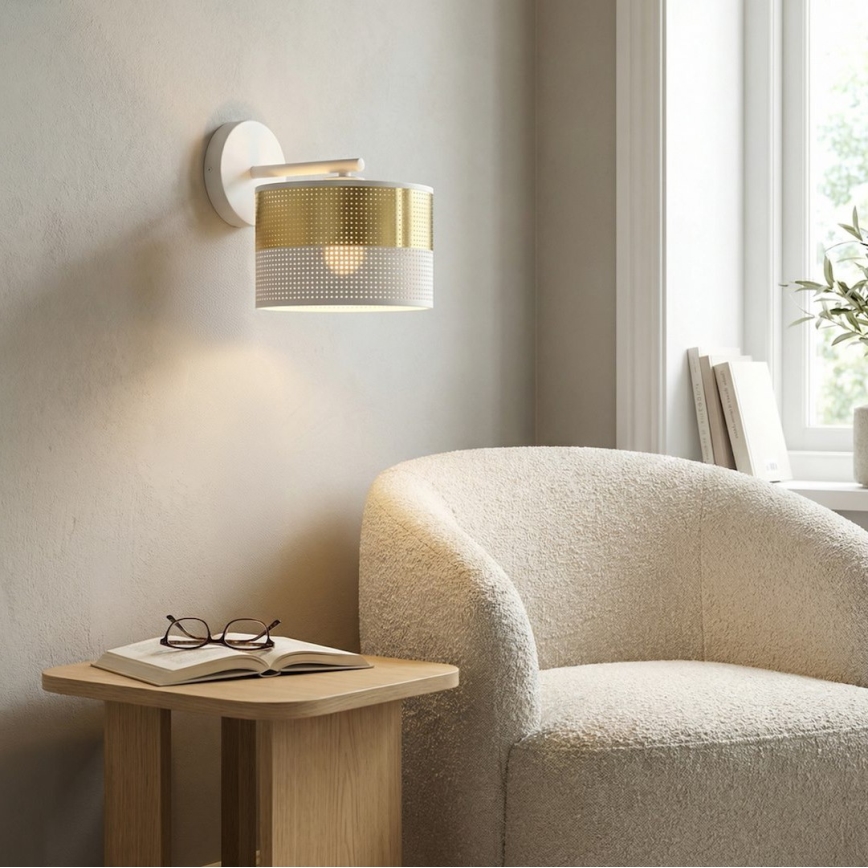 Επιτοίχιο φωτιστικό LUX 1xE27/15W/230V λευκό/χρυσό