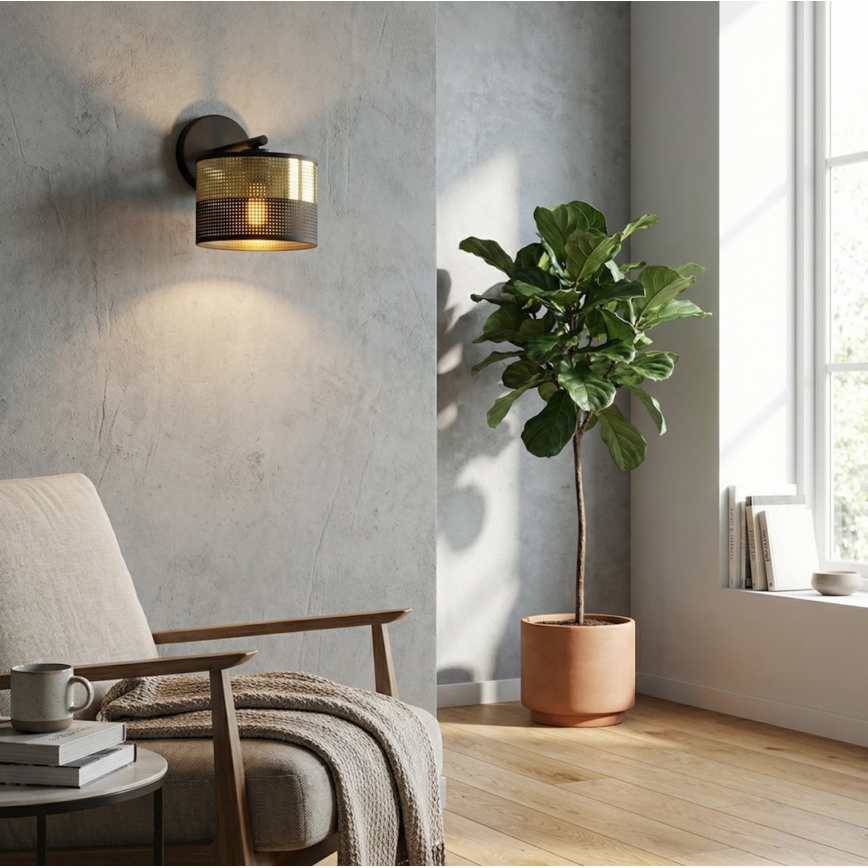 Επιτοίχιο φωτιστικό LUX 1xE27/15W/230V μαύρο/χρυσό