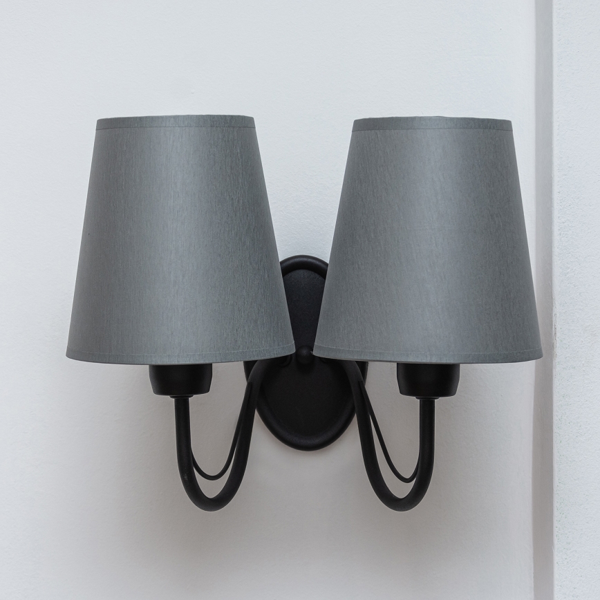 Επιτοίχιο φωτιστικό MALBO 2xE27/15W/230V γκρι/μαύρο