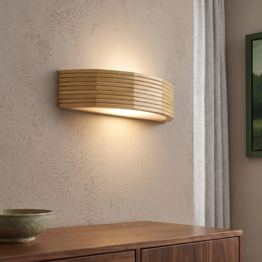 Επιτοίχιο φωτιστικό NATURAL MODERN 1xE27/15W/230V, σε φινίρισμα πεύκου