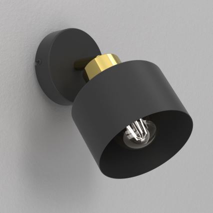 Επιτοίχιο φωτιστικό σποτ PARKLA 1xE27/15W/230V μαύρο/χρυσό