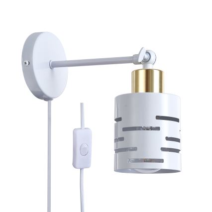 Επιτοίχιο φωτιστικό σποτ με διακόπτη ELEN 1xE27/35W/230V λευκό/χρυσό